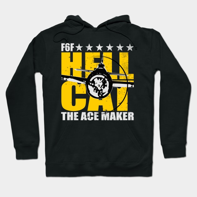 F6F Hellcat - The Ace Maker (distressed) Hoodie by TCP